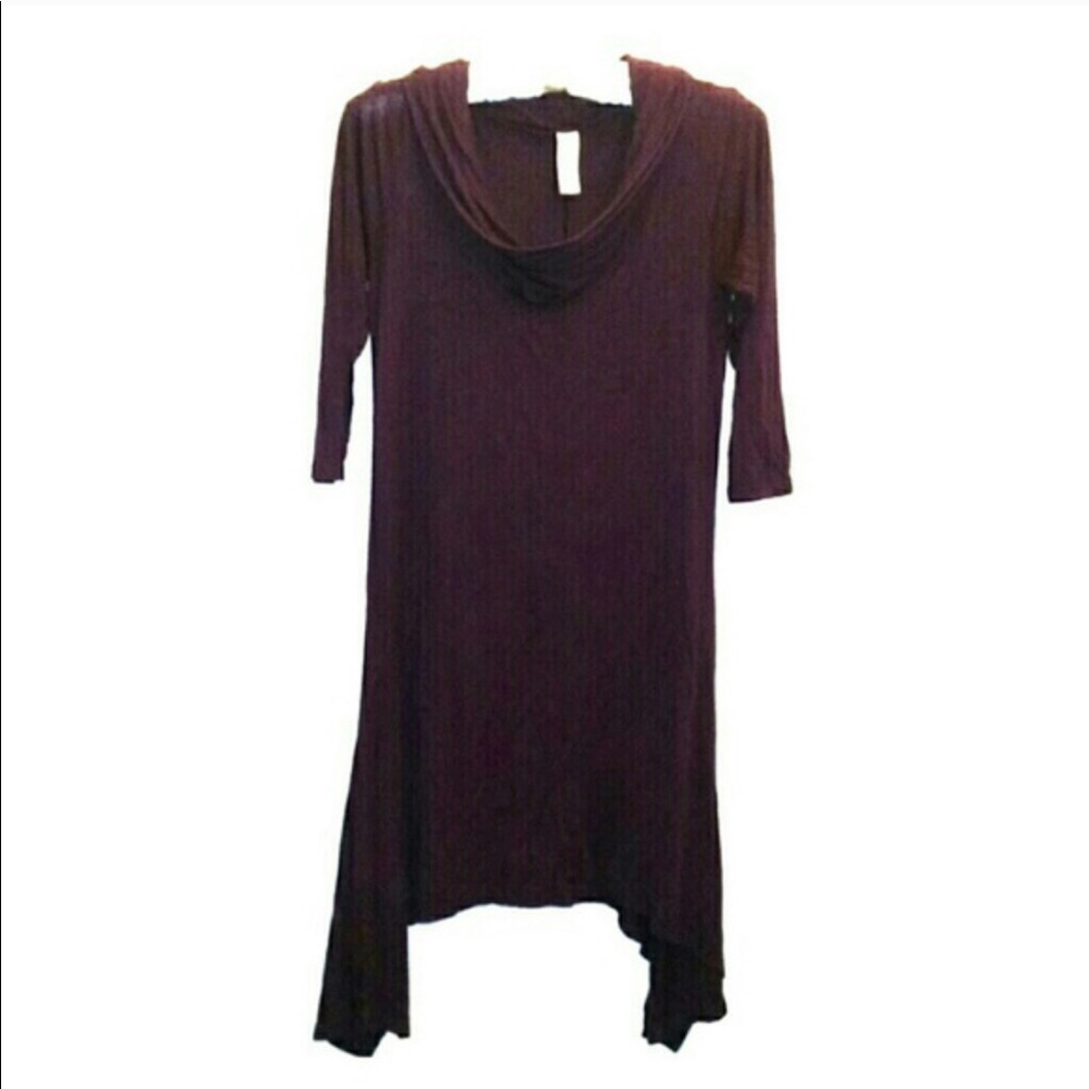 Soft lightweight long sleeve Burgundy tunic bamboo